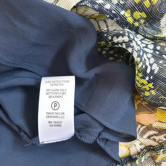 TANYA TAYLOR blaire midi dress linen-silk floral ruffle flutter faux wrap size 6 - Picture 10 of 16
